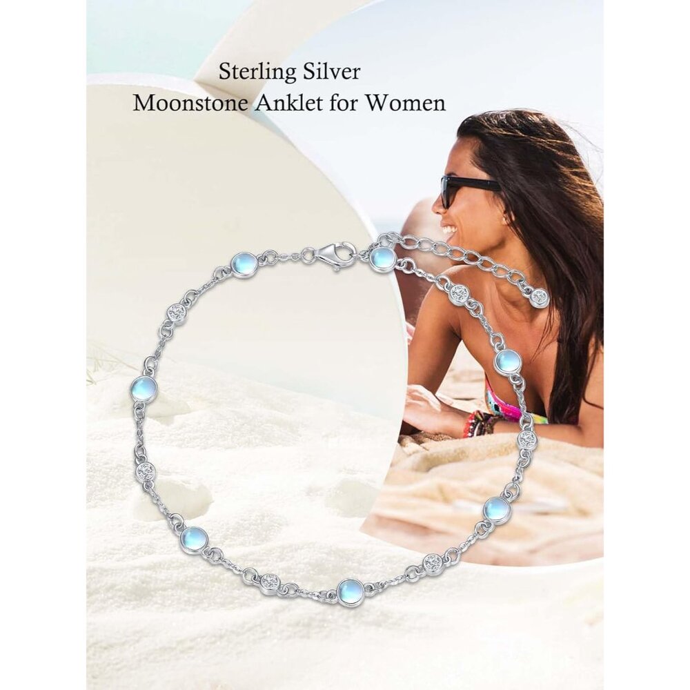 Adjustable Moonstone Anklet Bracelet - Elegant Be… - image 7